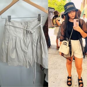 Stylish Cream Pleated Shorts